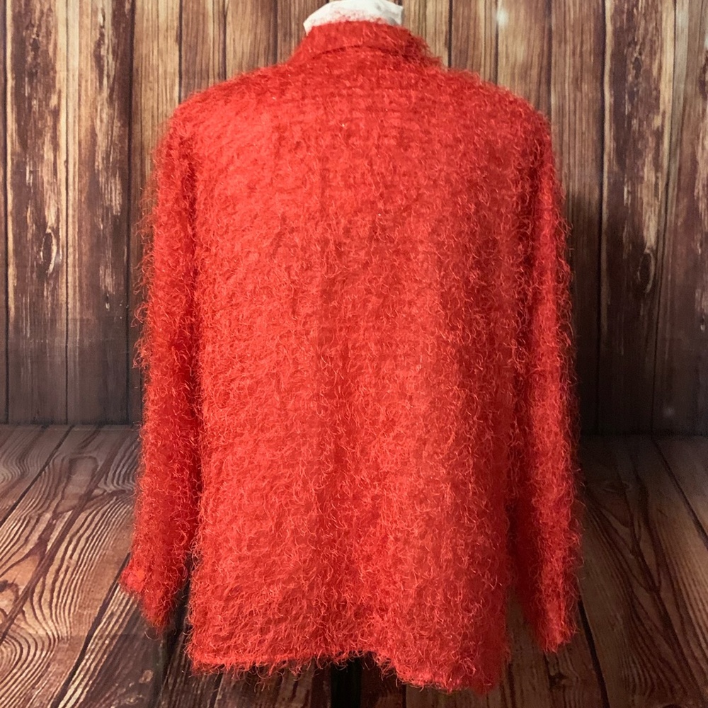 NWOT LIZ & ME WOMEN'S PLUS SIZE 3X JACKET TOP EYE LASH FUZZY CORAL BOHO HOLIDAY - Picture 6 of 13